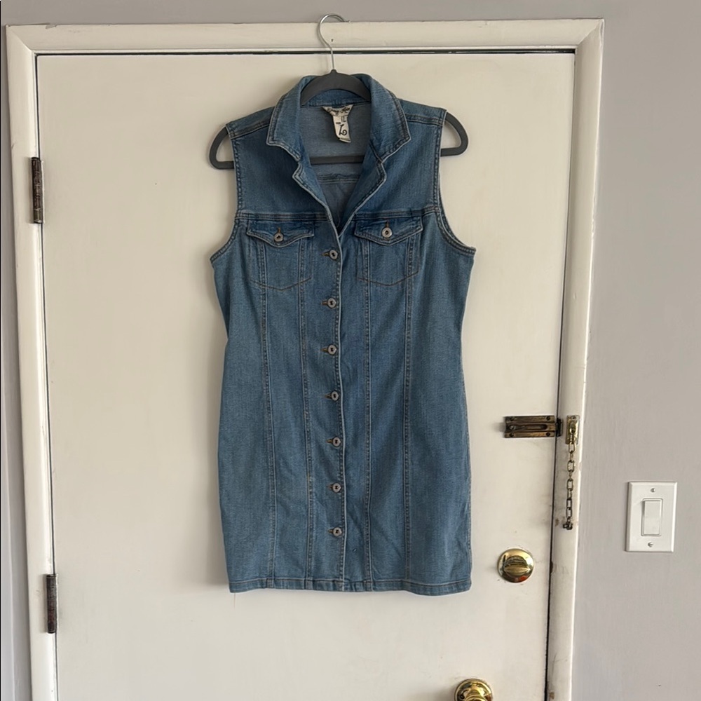 Denim Sleeveless Button-Down Dress
